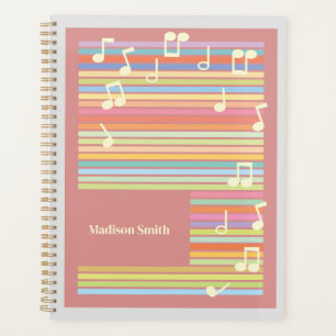 Music Notes and Colorful Stripes - Singer Musician Planner