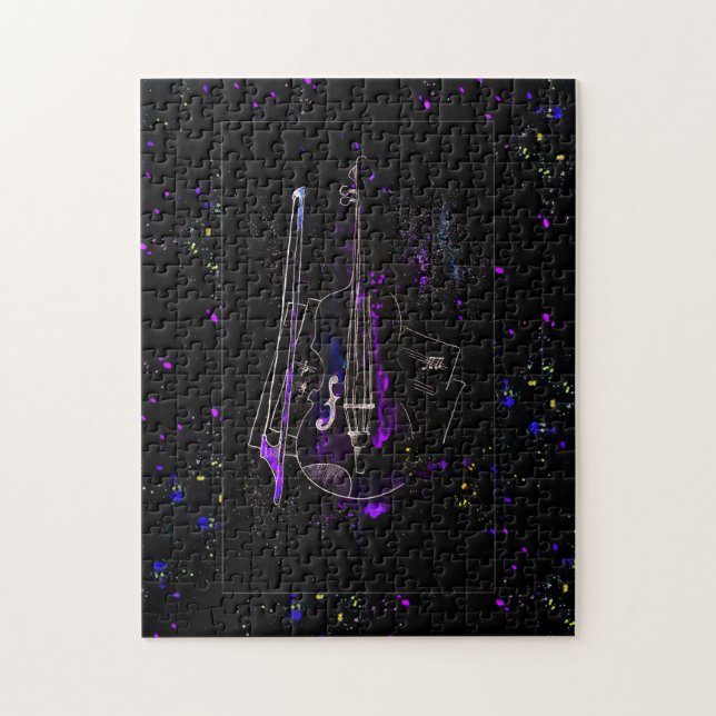 Music Notes And Double Bass Jigsaw Puzzle (Vertical)