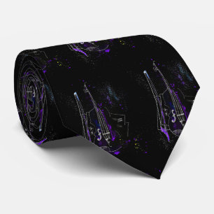 Music Notes And Double Bass Neck Tie