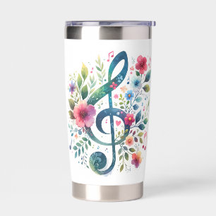 Music Notes and Flowers Insulated Tumbler