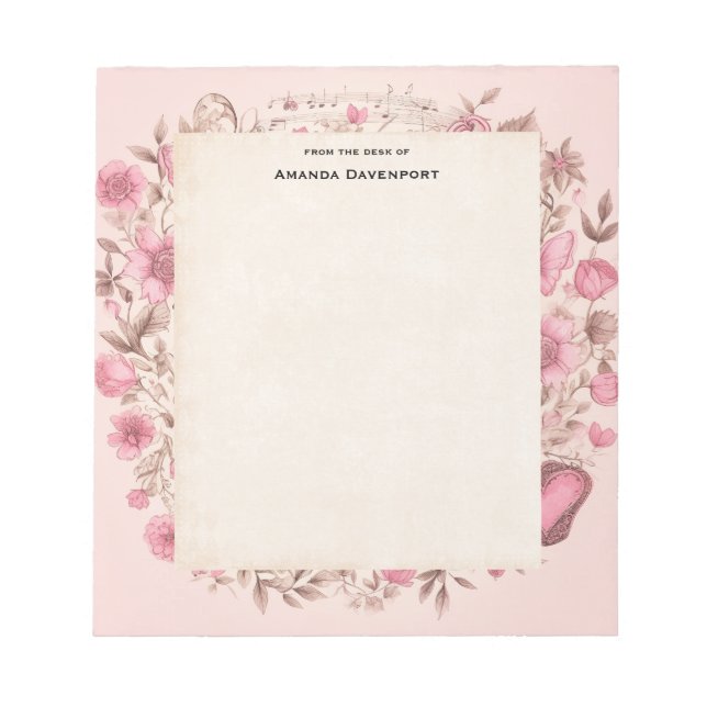 Music Notes and Flowers Retro Style (Front)