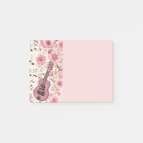 Music Notes and Flowers Retro Style
