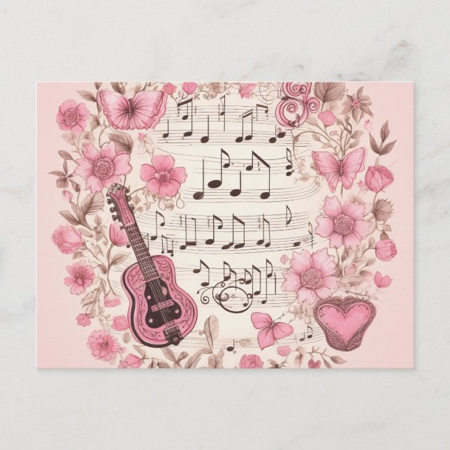 Music Notes and Flowers Retro Style (Front)