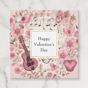 Music Notes and Flowers Retro Style Valentine's Favor Tags