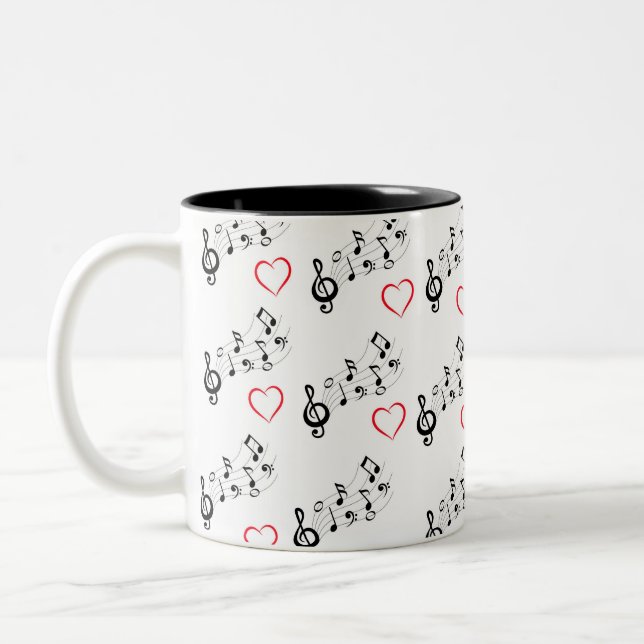Music Notes and Hearts Coffee Mug (Left)