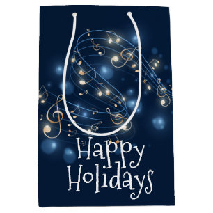 Music Notes and Holiday Lights Medium Gift Bag