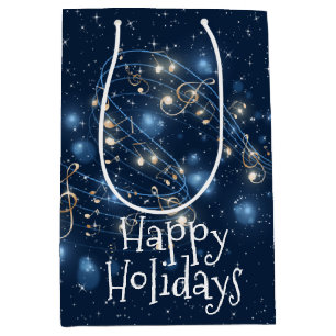 Music Notes and Holiday Lights Medium Gift Bag