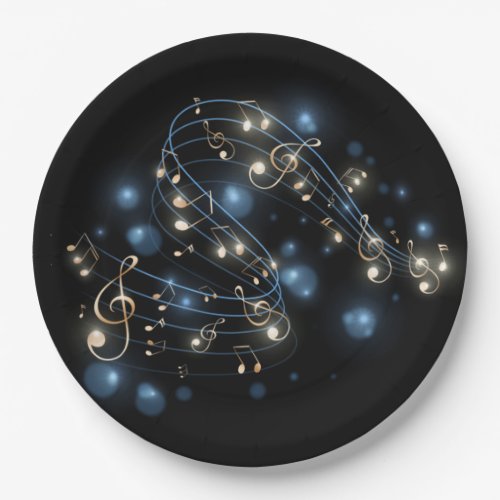 Music Notes and Holiday Lights Paper Plate