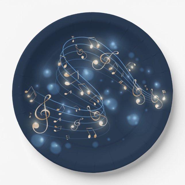 Music Notes and Holiday Lights Paper Plates (Front)