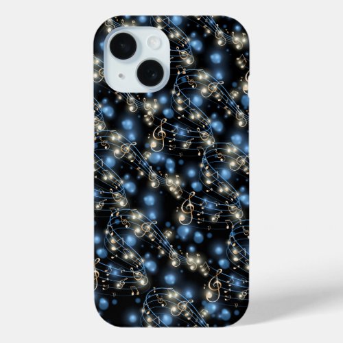 Music Notes and Holiday Party Lights iPhone 15 Case