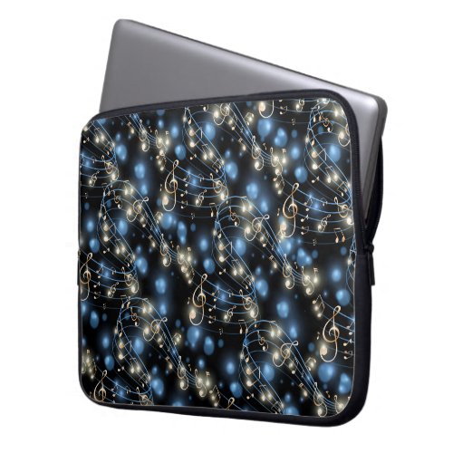 Music Notes and Holiday Party Lights Laptop Sleeve