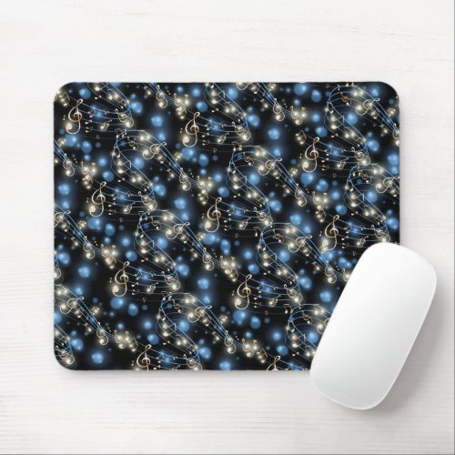 Music Notes and Holiday Party Lights Mouse Pad