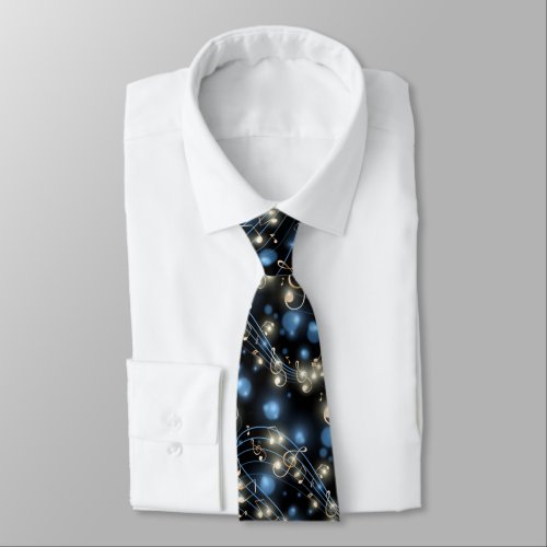 Music Notes and Holiday Party Lights Neck Tie