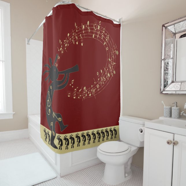 Music Notes and Kokopelli Shower Curtain (In Situ)