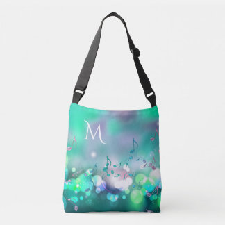Music Notes and Lights Monogram Tote Bag
