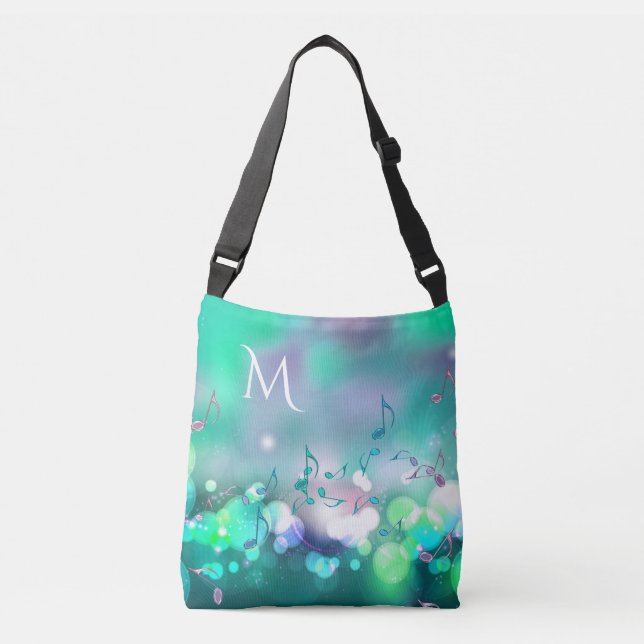 Music Notes and Lights Monogram Tote Bag (Front)