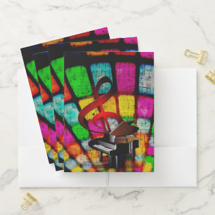 Music Notes and Piano Pocket Folder