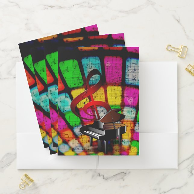 Music Notes and Piano Pocket Folder (In Situ)