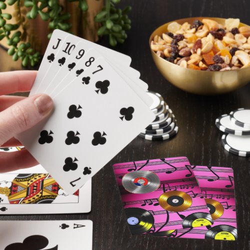 Music Notes and Records Playing Cards