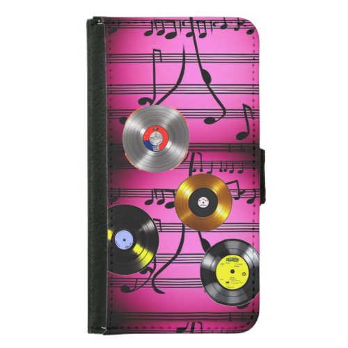 Music Notes and Records Samsung Galaxy S5 Wallet Case
