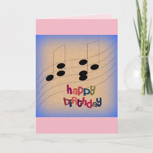 Music Notes and Text Birthday Greeting Card Friend