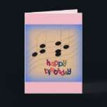 Music Notes and Text Birthday Greeting Card Friend<br><div class="desc">Music Notes on a colorful backdrop with "happy birthday." Pink Background,  but it can be changed to the color you want if pink is not for you. Inside Text: " To someone that has always brought the music into my life:</div>
