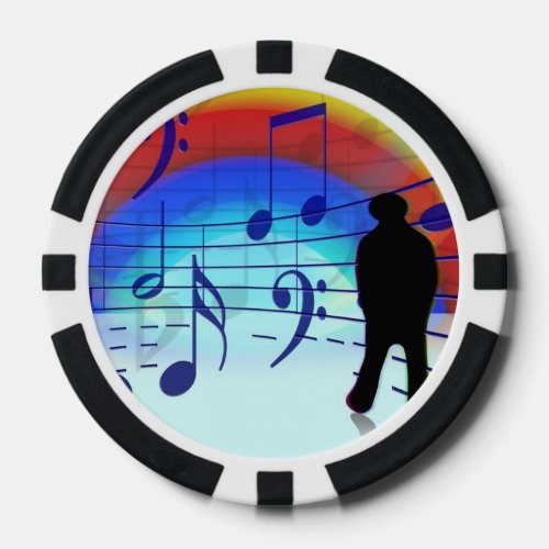 Music notes background poker chips