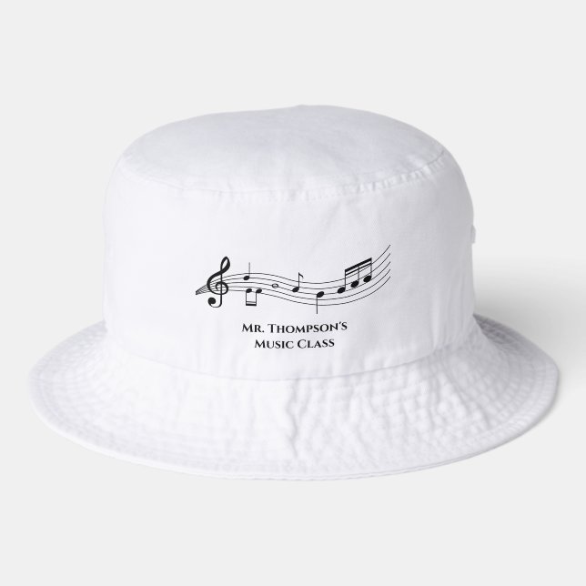 Music Notes Band or Choir Teacher Customized Bucket Hat (Front)