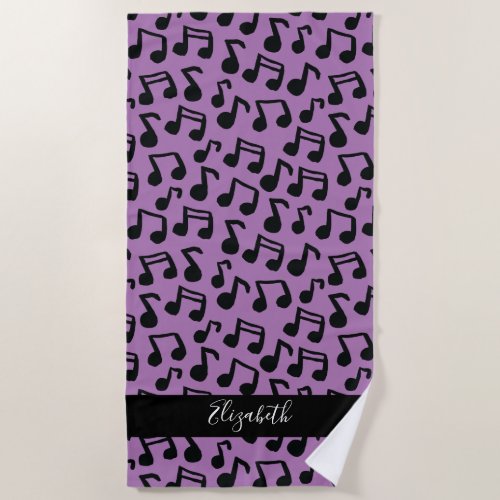 Music Notes Band Orchestra Camp Monogram Beach Towel