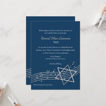 Music Notes Bar Mitzvah Silver With Color Option I Invitation by InBeTeen at Zazzle