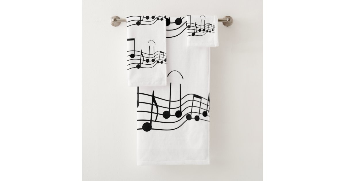Music Notes Bathroom Towel Set Zazzle