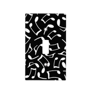 Music Notes Black and White Light Switch Cover