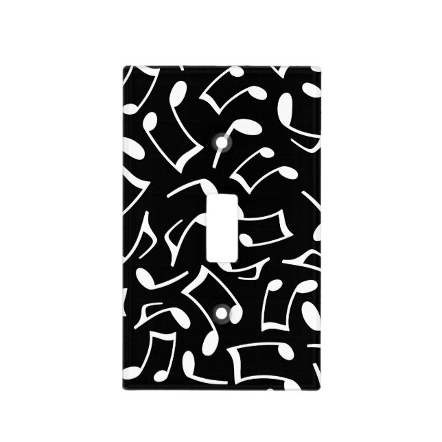 Music Notes Black and White Light Switch Cover (Front)