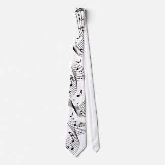 Music Notes Black and White Necktie