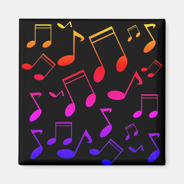 Music notes black Rainbow colors Magnet (Front)