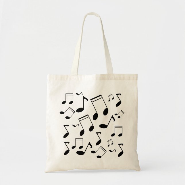 Music notes black tote bag (Front)