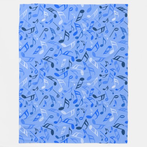 Music Notes Blue Fleece Blanket