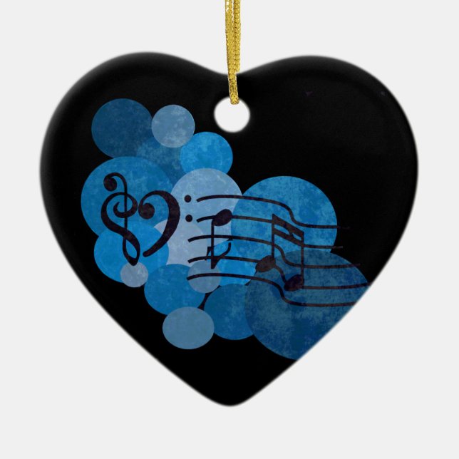 Music notes & blue polka dots ornament decoration (Front)