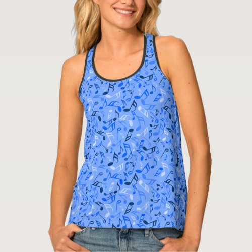 Music Notes Blue Tank Top