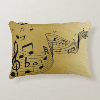 Music Notes Brushed Gold Accent Pillow