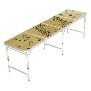 Music Notes Brushed Gold Beer Pong Table