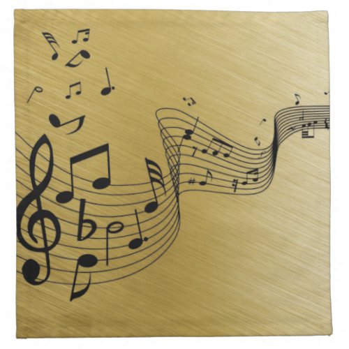 Music Notes Brushed Gold  Cloth Napkin