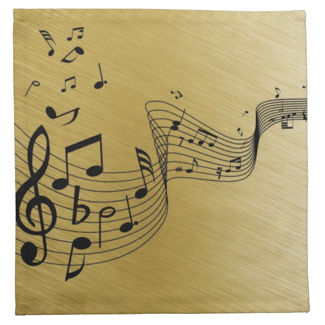 Music Notes Brushed Gold  Cloth Napkin (Front)