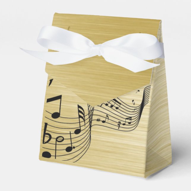 Music Notes Brushed Gold  Favor Boxes (Front Side)
