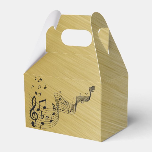 Music Notes Brushed Gold  Favor Boxes (Front Side)
