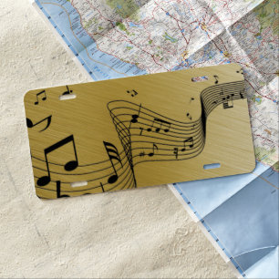 Music Notes Brushed Gold License Plate