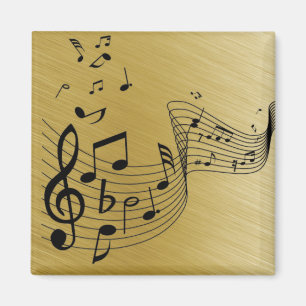 Music Notes Brushed Gold Magnet
