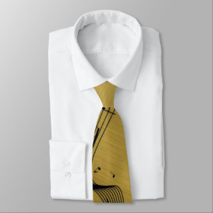 Music Notes Brushed Gold  Neck Tie