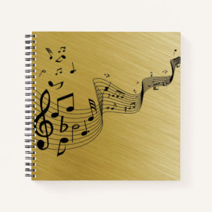 Music Notes Brushed Gold Notebook