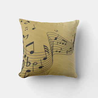 Music Notes Brushed Gold Outdoor Pillow